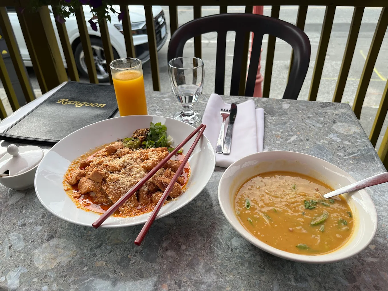 Coconut soup with egg noodles