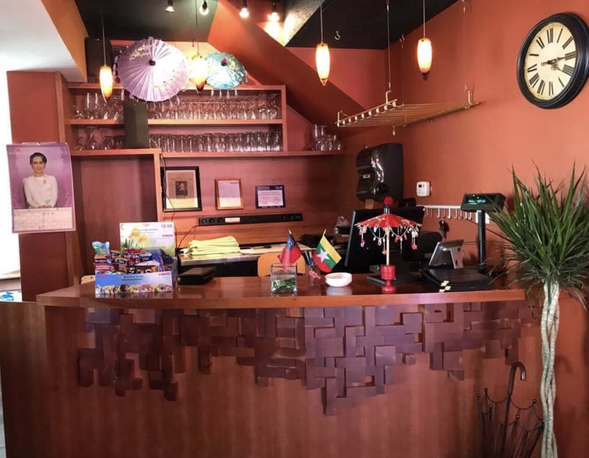 The counter at Rangoon Restaurant